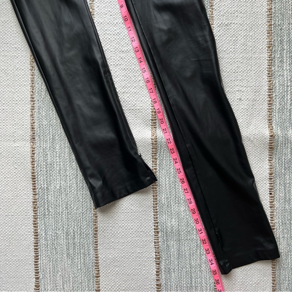 Zara Black Faux Leather Ankle Zip Slim Leg High Rise Pants Women’s Size Medium - Picture 3 of 8